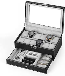 watch display box with jewelry drawer