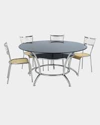 round glass top dining table and 4