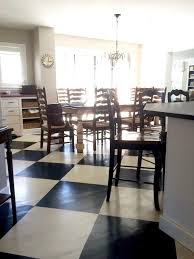 black and white painted checd floor