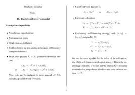 Stochastic Calculus Week 7 The Black