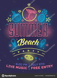 Summer Night Party Summer Beach Party Poster Lettering