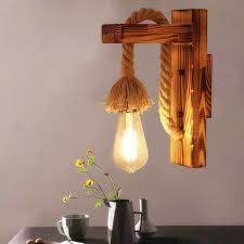 Hemp Rope Lamp Vintage Wall Light Home