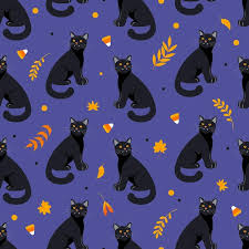 seamless pattern black cat