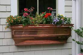 This style of h potter window box planter is made with 100% real copper. Copper Flower Box Window Box Flowers Flower Boxes Window Boxes Flowers