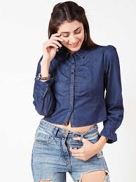The Style Ivy Women Solid Casual Dark Blue Shirt Buy The