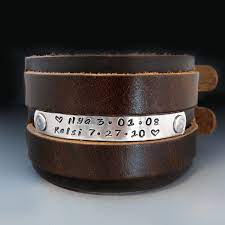 men s personalized wide leather cuff