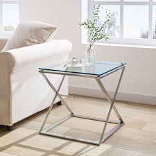 Square Tempered Glass Side Table
