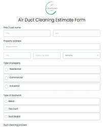 free air duct cleaning estimate form