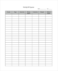 Sample Bill Organizer 9 Examples In Pdf Word Excel