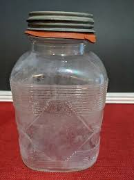Vintage Glass Jars Metal Lid