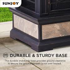 Sunjoy Curtis 56 69 In Wood Burning Outdoor Fireplace With Black Highlights