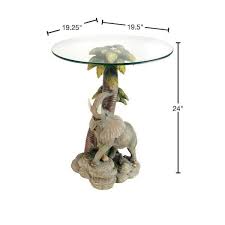 Gray Glass Top Elephant End Table