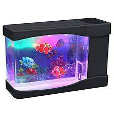 Playlearn Mini Aquarium Fake Fish Tank with LED Lights for Office and Home  Decor - Walmart.com gambar png