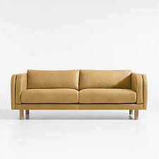 Pershing Leather Curved Arm 79 Sofa