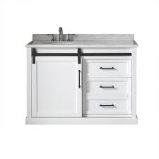Ove decors lourdes 36 bath vanity. Ove Decors Santa Fe 48 W X 22 D White Vanity And Carrera Marble Vanity Top With Left Offset Oval Undermount Bowl At Menards