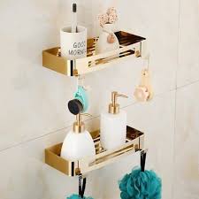 Gold Square Wall Mounted Shampoo Holder