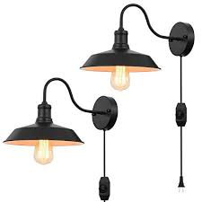 Black Gooseneck Plug In Wall Light Fixture With 5 9 Ft Cord And Dimmable Switch Wall Lamp Industrial Vintage Farmhouse Farmhouse Goals