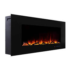 Valuxhome 60 In Wall Mount Electric Fireplace Vent On The Top With Timer And Remote Log And Crystal Touch Screen In Black 60 Black