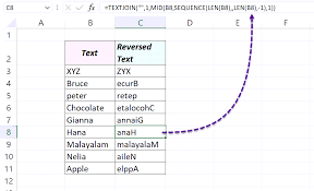 to reverse text in excel