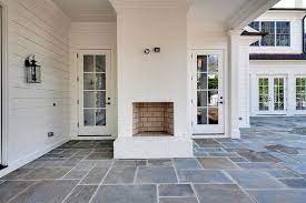 White Brick Fireplace Patio Flooring