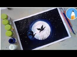 Moonlight Night With Poster Colour