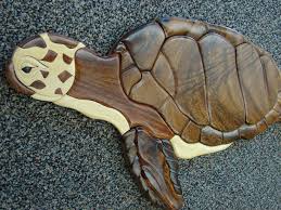 Solid Wood Intarsia Sea Turtle Wall