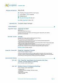 Curriculum vitae (example format) author: Europass Cv C Free Download European Resume Template