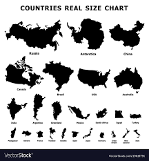Countries Real Size Chart Icons Set Simple Style