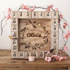 Personalised Fill Your Own Wooden Wreath Advent Calendar Light Box