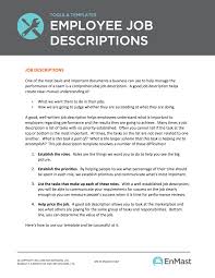 Employee Job Descriptions Tool And Template