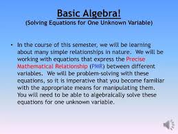 Ppt Basic Algebra Solving Equations