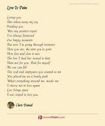 love is pain poem by chris daniel