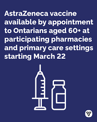 Who should delay receiving the vaccine Ontario Ministry Of Health Beginning March 22 Ontario Will Begin Offering The Astrazeneca Vaccine To People Aged 60 At Participating Pharmacies And Primary Care Settings Ontario Continues To Expand The Delivery