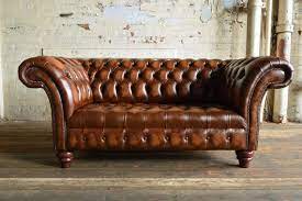 Buy 2 Seater Antique Tan Brown Leather