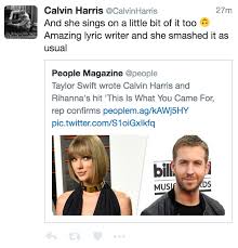 Here's the 'truth' about our breakup. Calvin Harris Tweets Some Shade At Ex Girlfriend Taylor Swift For The Win