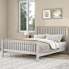 Country Gray Solid Platform Bed