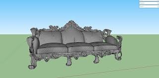 Classical Three Seater Sofa 3d Model
