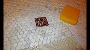 hexagonal mosaic marble shower floor