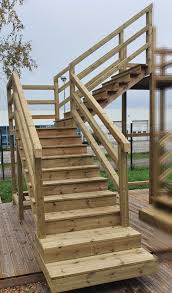 Outdoor Stairs Wood With Landing And