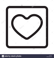 Happy Valentines Day Greeting Card Line Art Black Heart In A Stock