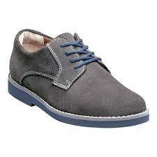 Boys Florsheim Kearny Jr Size 1 M Gray Suede With Navy Sole