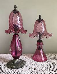 Vintage Venetian Glass Lamps Pink