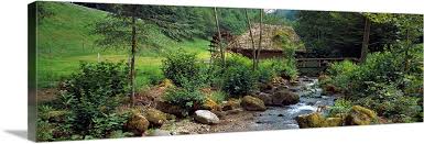 River Flowing Through Forest Black Forest Glottertal Germany Canvas Wall Art 36x12 Great Big Canvas