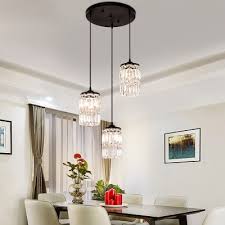 3 Lights Clear Crystal Cluster Pendant Lighting With Linear Round Canopy Modern Suspension Light In Black Beautifulhalo Com