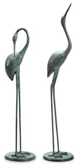 contemplative garden crane pair