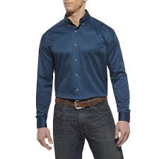 Ariat Indochine Blue Solid Twill Shirt Mens Xxl 2x 10013437