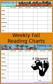 Free Weekly Fall Reading Charts 3 Dinosaurs