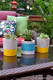 Diy Painted Concrete Planters How To