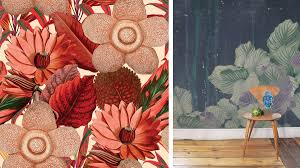 Here you can find the best watercolor flowers wallpapers uploaded by our community. Red Floral Paper And Navy Wallpaper With Large Flower Homes Interiors Scotland