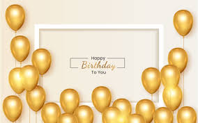 birthday frame with realistic golden